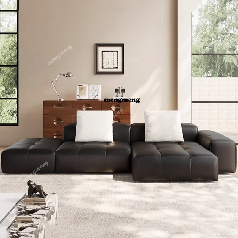 Home Cinema Furniture - Nordic Leather Compressed Sofa Minimalist Luxury