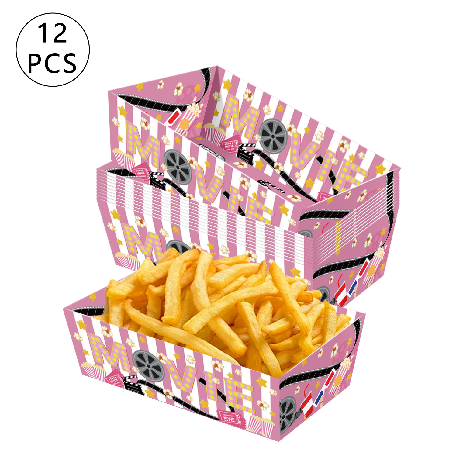 Home Cinema Events - Disposable Cinema Paper Food Boats Pink