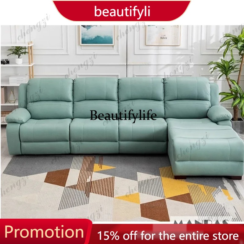 Home Cinema Couch - 01A Leather Manual Electric Recliner Sofa