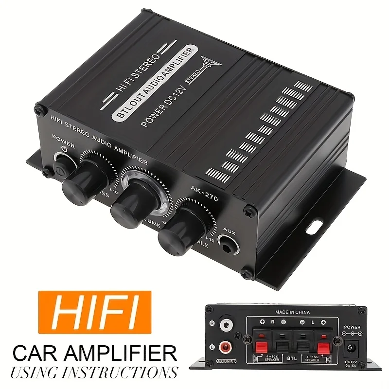 Home Cinema Compact - AK-270 400W Mini Power Amplifier 12V/24V