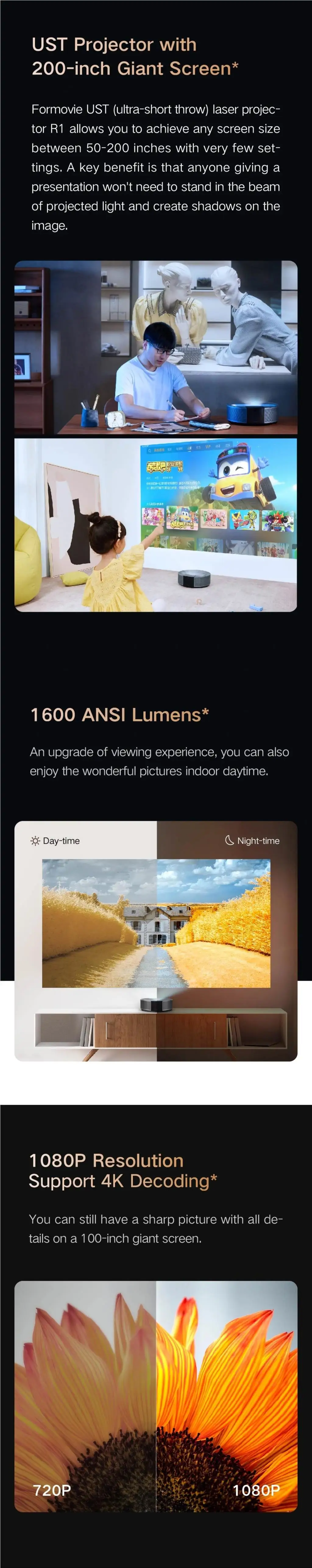 1600 ANSI Lumens Full HD UST L - огляд і ціна Home Cinema Laser Projector