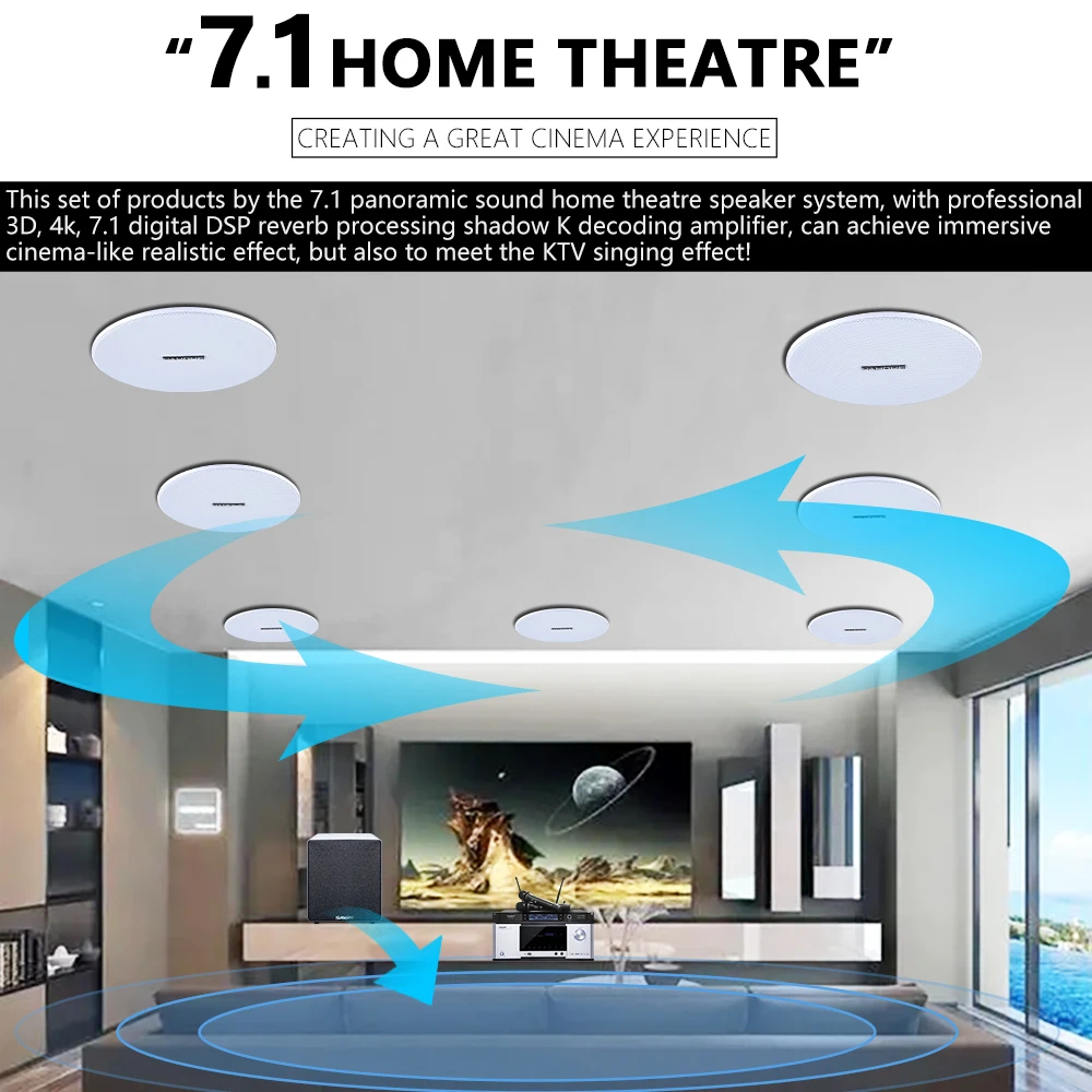 7.1 Home Theater Ceiling Speak - огляд і ціна Home Cinema Speaker System